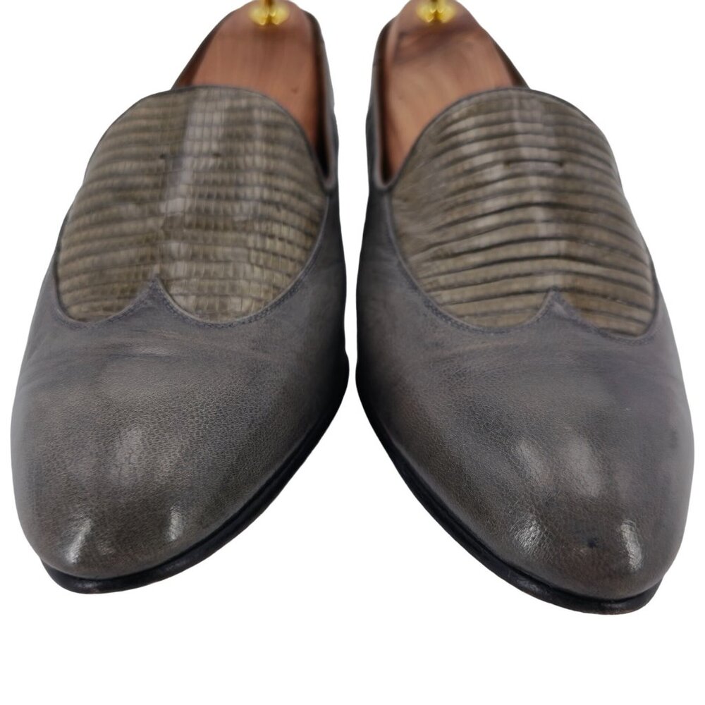 Vintage Exotic Rodolfo Valentino Gray Teju Lizard Men Size 9 Dress Shoes Loafers - Picture 11 of 13